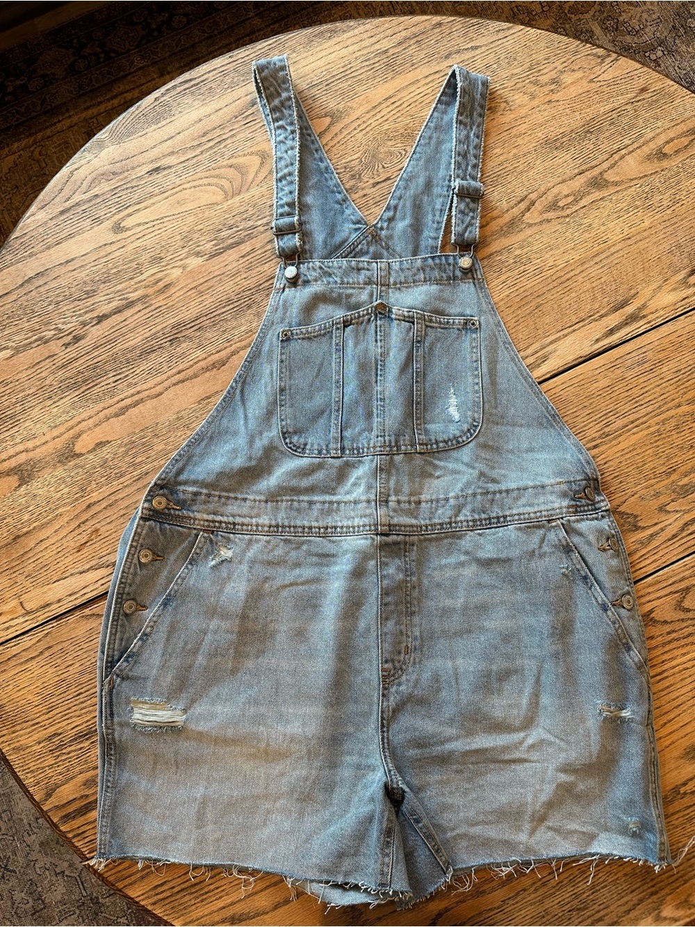 Women’s Denim Short Overalls - Light Blue